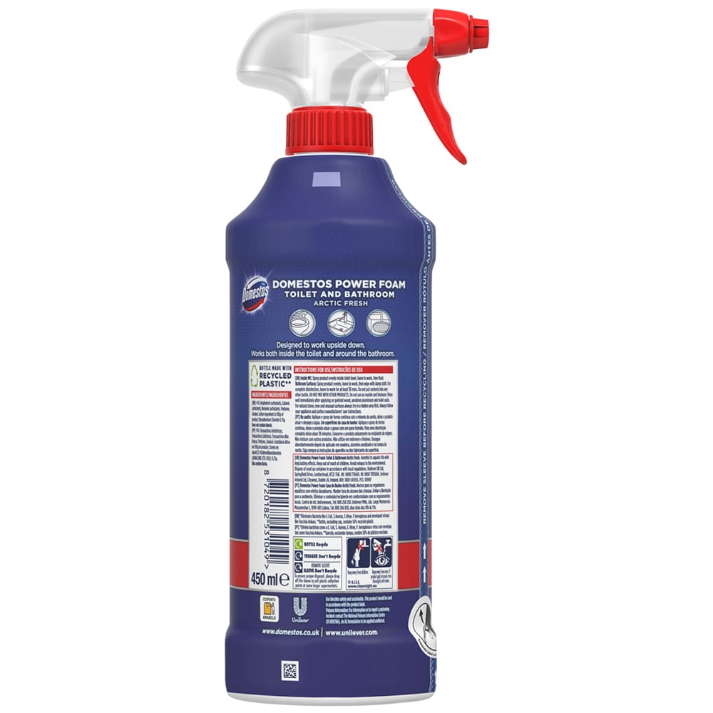 Domestos Power Foam Arctic Fresh Toilet and Bathroom Cleaner 450ml