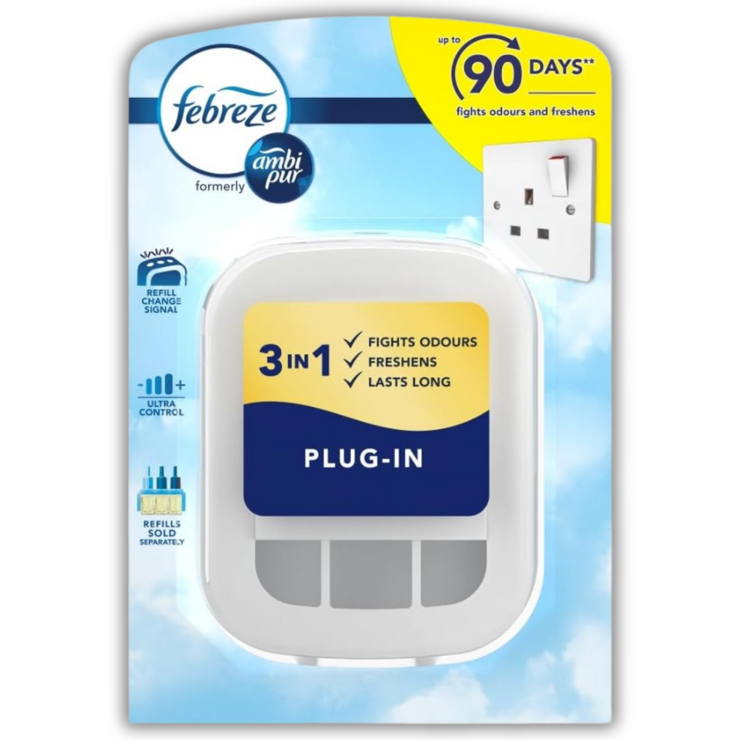 Febreze Ambi Pur Air Freshener 3Volution Plug In Diffuser Device - Home & Office Odour Eliminator Dispenser