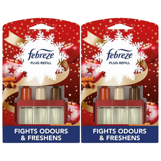 Febreze 3Volution Festive Christmas Holidays Spiced Apple Scent - Plug In Diffuser Air Freshener Refills - Home & Office Odour Eliminator Fragrances 20ml - Pack of 2