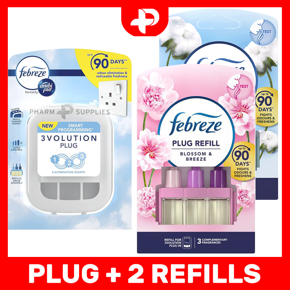 Febreze 3Volution Plug + 2 Refills Cotton Fresh & Blossom & Breeze Air Freshener