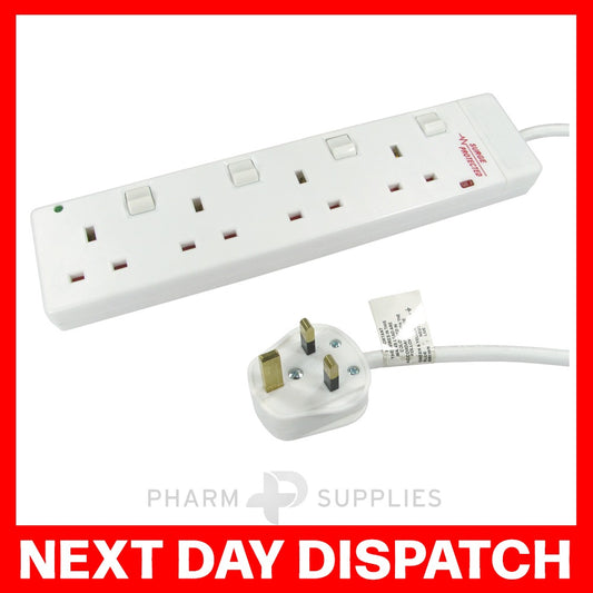 Mains Extension Lead, 4 Gang, 2m, White