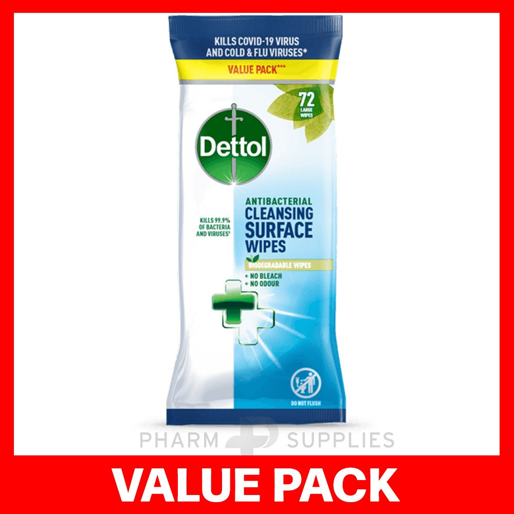 Dettol Cleansing Surface Wipes Anti Bacterial 72 Sheets