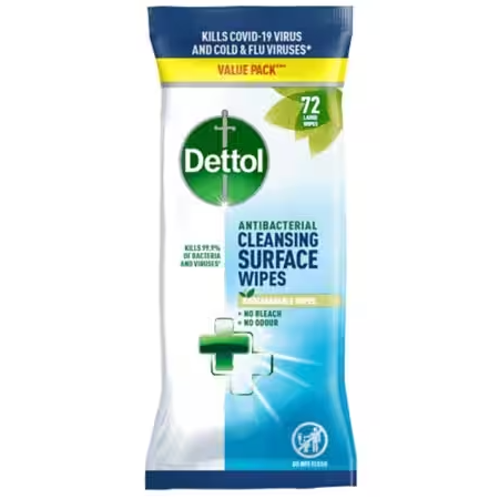 Dettol Cleansing Surface Wipes Anti Bacterial 72 Sheets