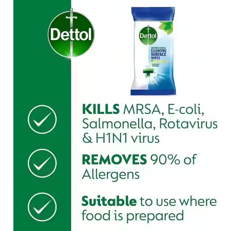 Dettol Cleansing Surface Wipes Anti Bacterial 72 Sheets