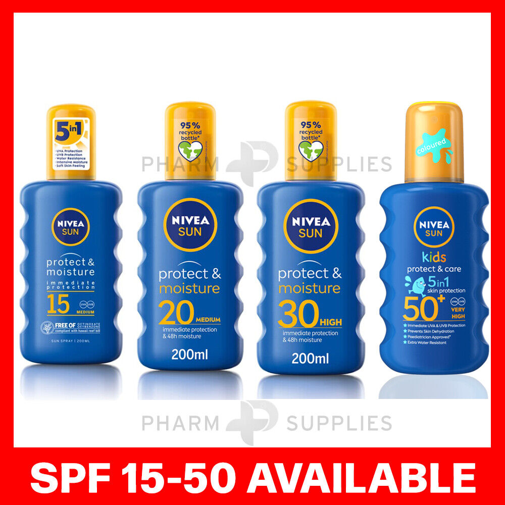 Nivea Sun Protect and Moisture Moisturising Sun Spray Medium SPF 15 20 50 200ml