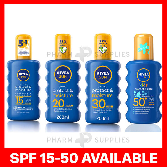 Nivea Sun Protect and Moisture Moisturising Sun Spray Medium SPF 15 20 50 200ml