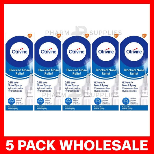 5 x Otrivine Blocked Nose Relief Nasal Spray - 10ml - Cold Flu