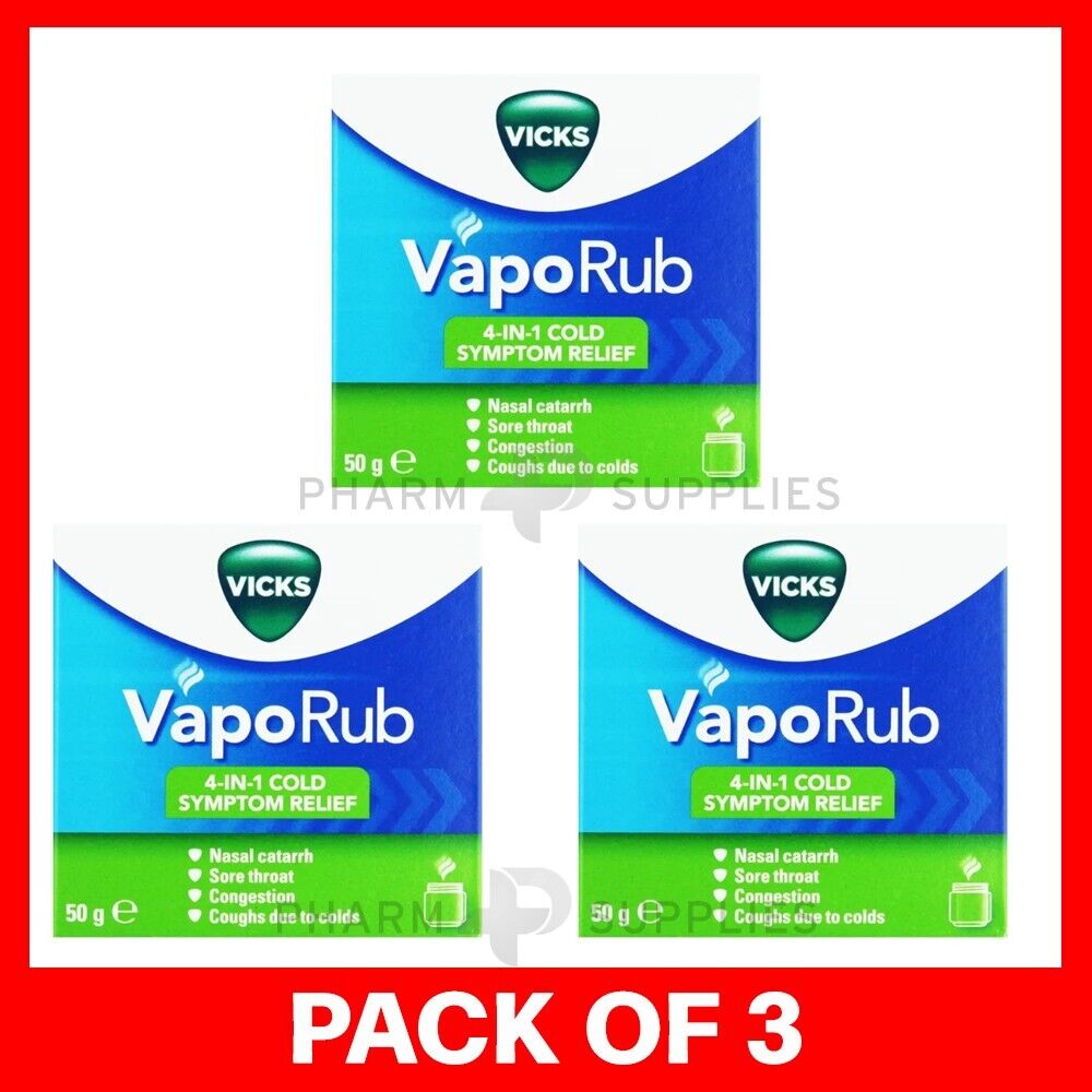 3 x Vicks VapoRub 50g Congestion Vapour Rub Relief Chest Menthol