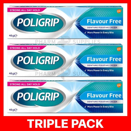 3 x Poligrip - Denture Fixative - Control From Food Trapping - 40g