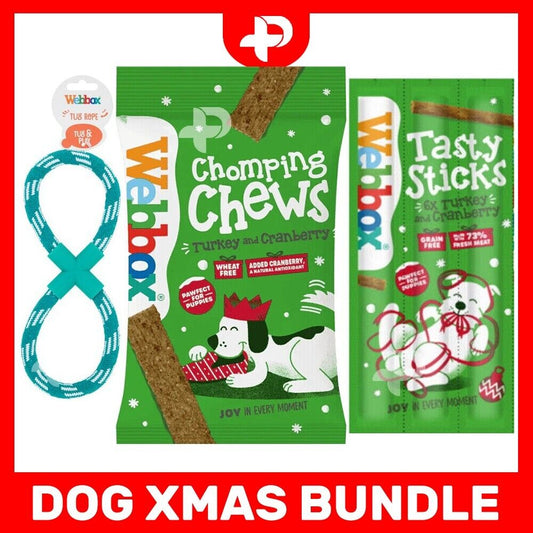 Webbox Dog Christmas Box Puppy Treats Rope Toys Sticks Chews Turkey & Cranberry