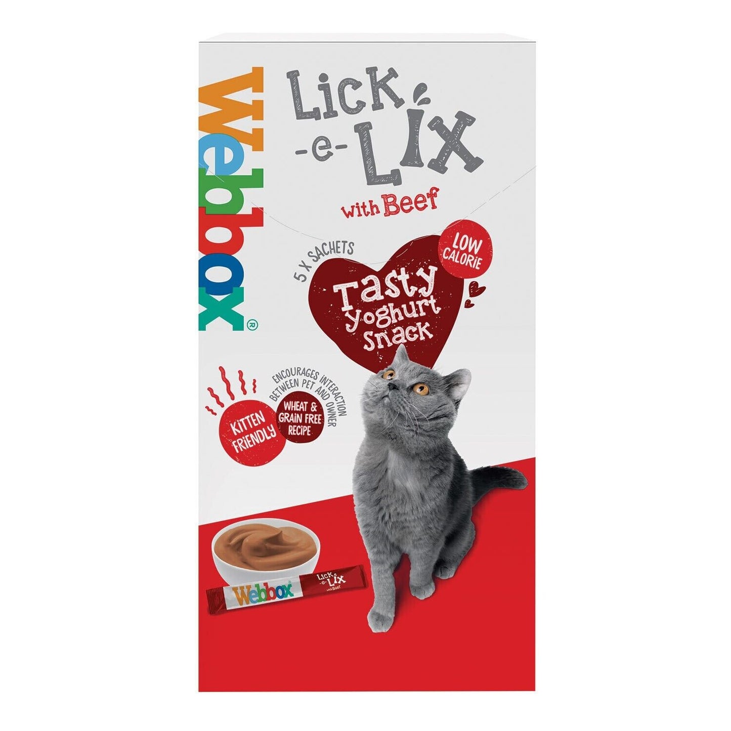 Webbox Lick-e-Lix Yoghurt Kitten Treat Cat Food Cheese & Taurine Beef Salmon-15g