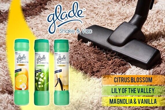 4 x Glade Shake 'N' Vac Carpet Freshener & Cleaner 500g Magnolia, Lily of Valley