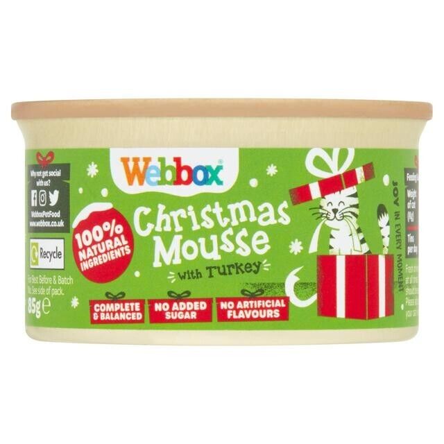 6 x Webbox Christmas Mousse for Cats – with Turkey Treat Festive Stocking Filler