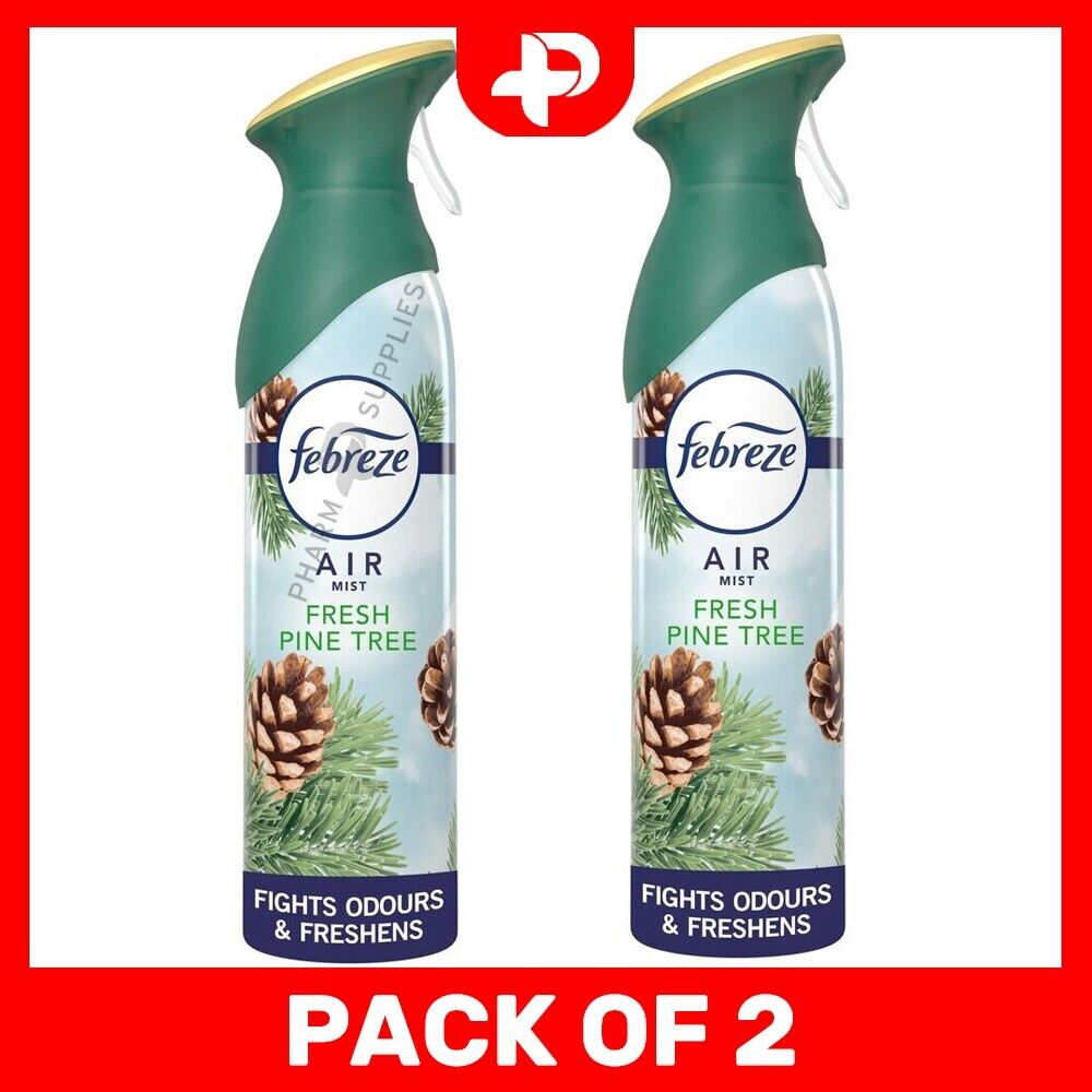 2 x Febreze Fresh Pine Tree Air Mist Spray Odours Air Freshener Christmas 300ml