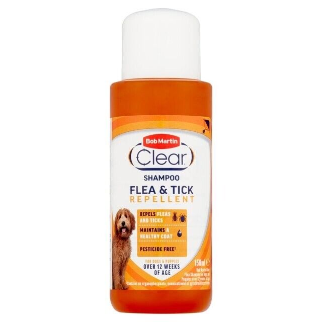 2 x Bob Martin Flea Shampoo Dogs and Puppies Repels Fleas & Ticks Healthy Coat