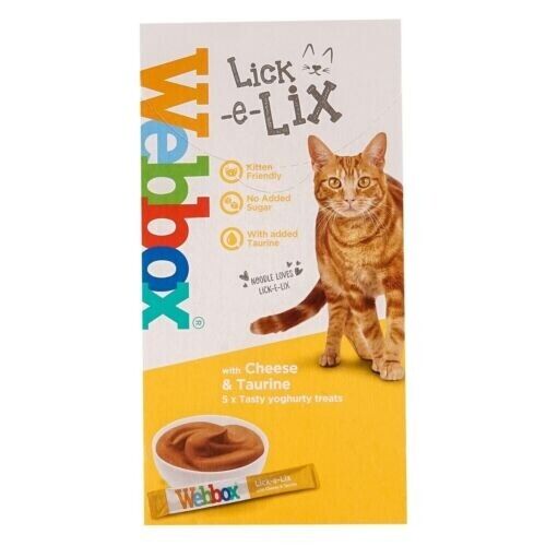 Webbox Lick-e-Lix Yoghurt Kitten Treat Cat Food Cheese & Taurine Beef Salmon-15g